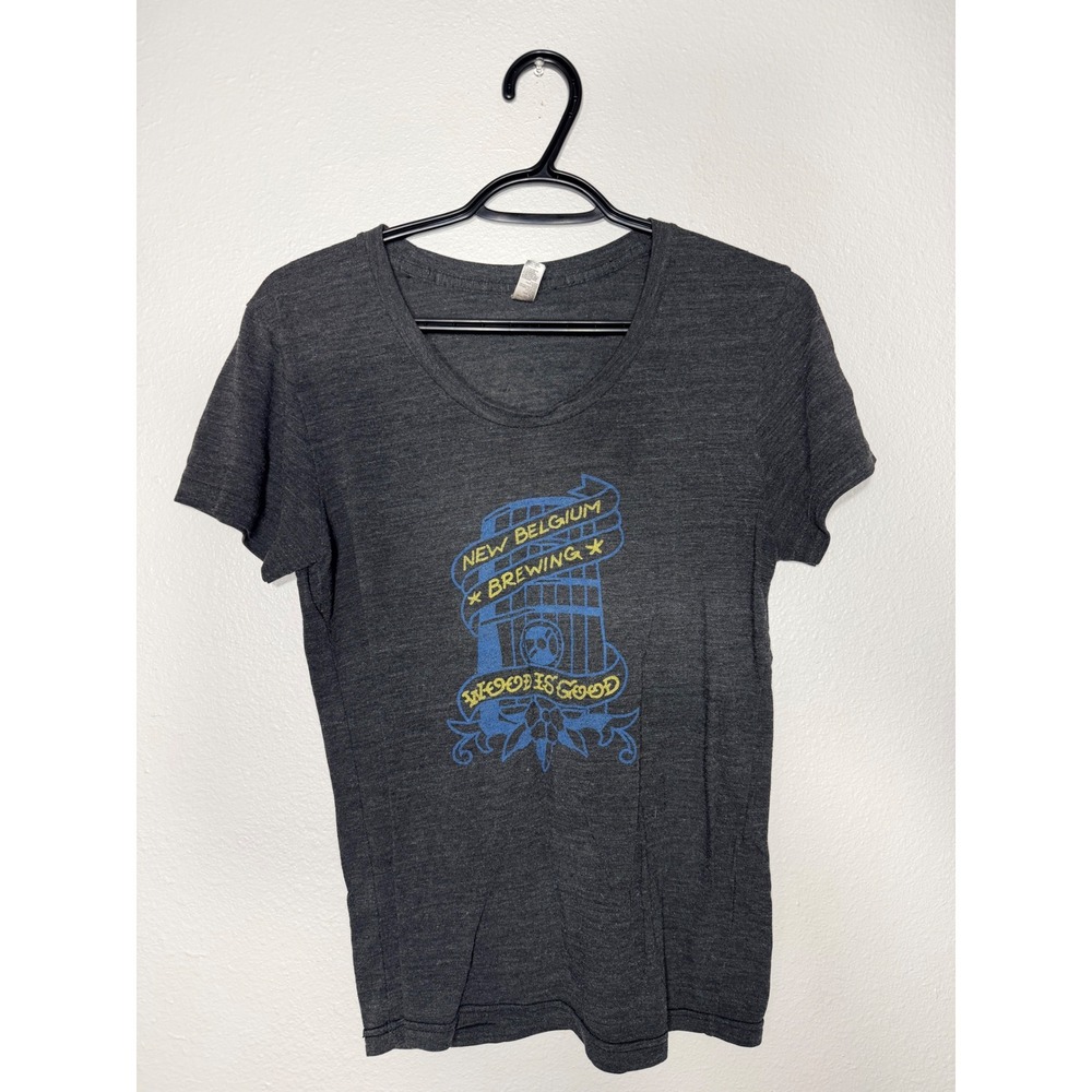 American Apparel New Belgium Brewing Wood Is Good Graphic Tee Gray XL
